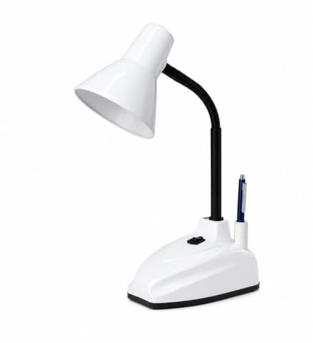 Image of LED White Study Table Lamp with Adjustable Flexible Neck | Metal Desk Lamp for Reading, Study, Work from Home & Office Use | Eye Comfort Lighting for Students