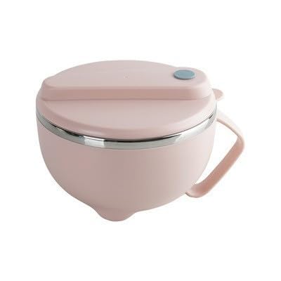 弁当箱 ラーメン丼 蓋付きのステンレススチール製断熱漏れ防止麺ライススープボウル 大容量 通勤 通学 (ピンク)