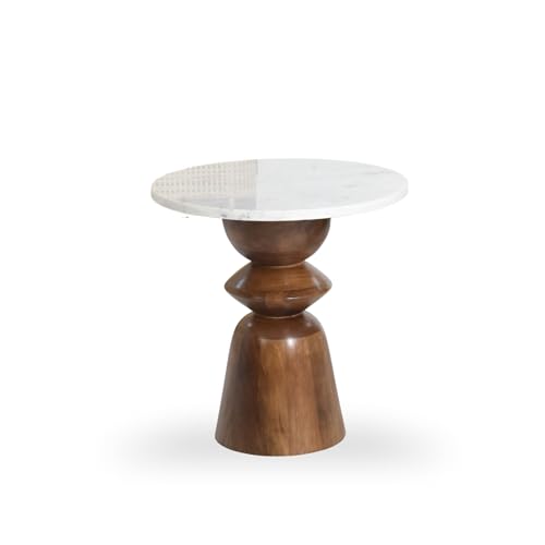 Image of Gharaana Saaya Wooden Side Table | Solid Wood Bedside Table | Chestnut Finish | Modern End Table for Living Room & Bedroom | 15x15x18 Inches