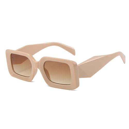 Lunettes de soleil de luxe carrées design vintage verres fumés dégradé de thé kaki