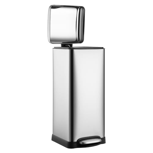 Caneca de basura de acero inoxidable con pedal, 8 gal