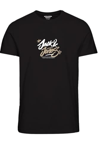 JACK & JONES Jorsequoia tee SS Crew Neck 1 Fst Camiseta, Negro, XL para Hombre