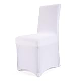JAXPETY Set of 100PCS White Color Polyester Spandex Banquet Wedding Party Chair Covers,Flat