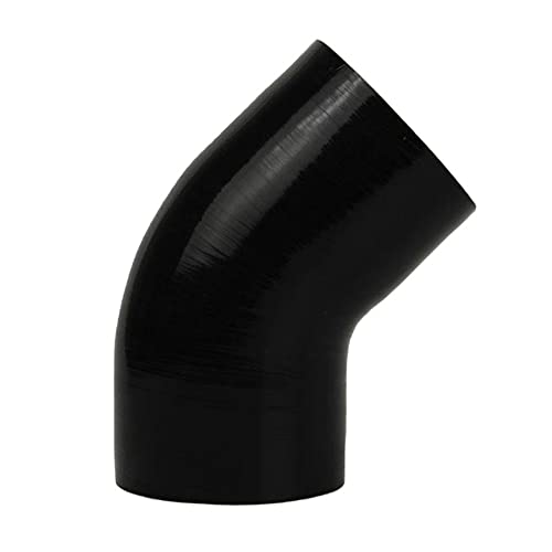 Aotokoop Universal 4-Ply High Performance 45 Degree Elbow Coupler Silicone Hose Id 4.5" (114Mm) For Turbo/Intercooler/Intake Piping With T-Bolt Clamps 2Pc - Black (No Logo) #TOP3