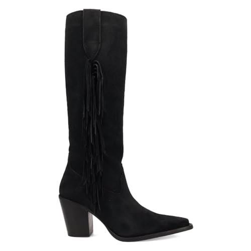 Dingo Womens Twister Fringe Snip Toe Casual Boots Over the Knee Mid Heel 2-3