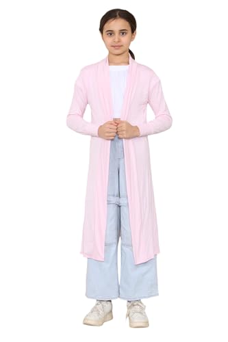 Image of Loxdonz Kids Long Open Front Cardigan Coverup Boyfriend Cardigan Sweater for Girl's Beach Cover ups Kimono Maxi Duster