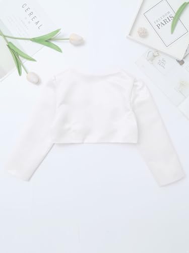 Jelory Kids Girls Long Sleeve 3D Flower Applique Bolero Wedding Party Princess Cover Up Shrug Cardigan4