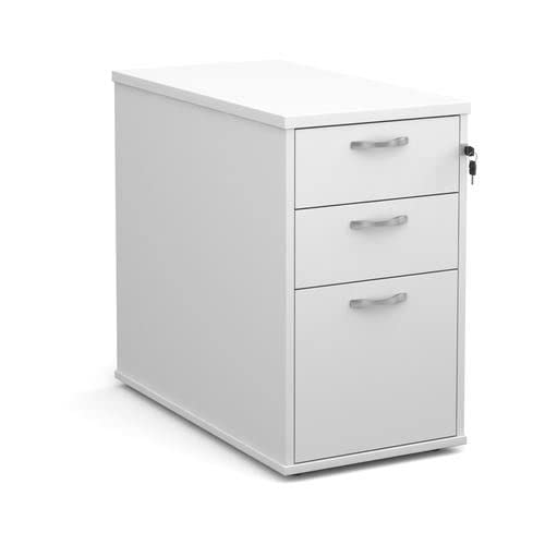 Office Monster Hayes desk-high 3 drawer pedestal with silver handles 800mm deep - white