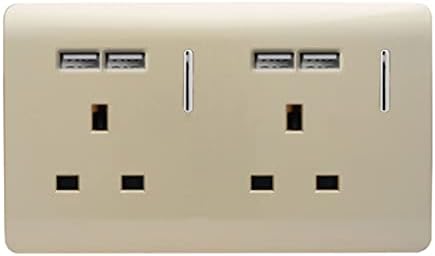 Trendi 2 Gang Artistic Modern Glossy 13 Amp 4 x 2.1mA USB Switched Tactile Plug Socket Gold