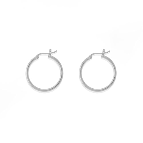 Boma Jewelry Sterling Silver Tube Hoop Earrings with Snap Down Closure 3/4 Inch