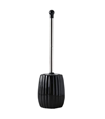 BOGAZY Inodoro Cepillo Cepillo de baño de cerámica con Juego de Soporte Cepillo de baño de Mango Largo de Acero Inoxidable Decorativo en el baño Escobillas BañO(Black)