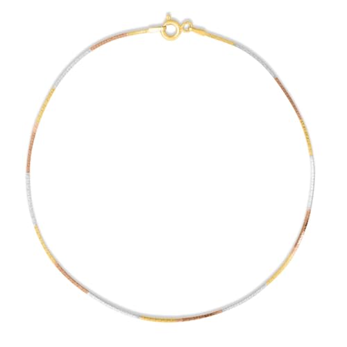 Image of ZAVYA 925 Sterling Silver Modest Minimal Triple Tone Plating Chain Anklet (Single) | Gift for Women & Girls | With Certificate of Authenticity & 925 Stamp