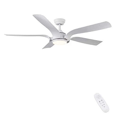 CJOY Ventilador de Techo con Luz y Mando a Distancia, 142 cm Silencioso Ventilador de Techo con Iluminación Regulable LED 24W, 6 Velocidades, Función Verano-Invierno, Temporizador, Motor DC