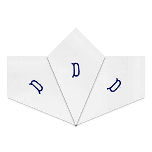 Herren-Taschentücher mit weißen Satin-Bordüre, mit blauen bestickten Initialen, 3 Stück, D Cover