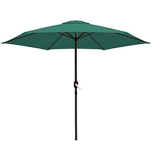 LOLAhome Parasol fijo de Ø270 cm, Verde, mástil Ø38mm de aluminio Gris, con Antiviento y Manivela, Elegante y Duradero, tratamiento Anti-corrosión, Para Exterior, Jardín, Terraza