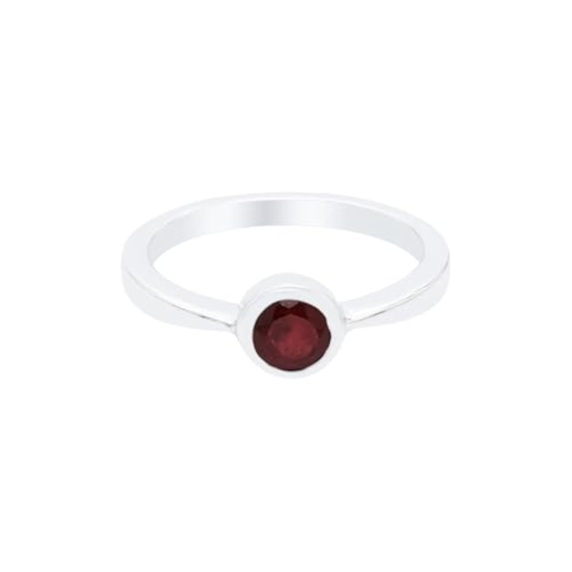 Natural Red Ruby Bezel Setting Ring in 925 Sterling Silver, Dainty Gift