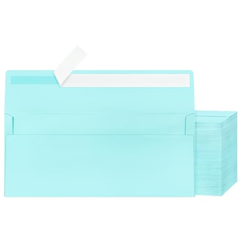 Image of 200 Pcs #10 Light Blue Envelopes Letter Size Self Seal, Business Envelopes