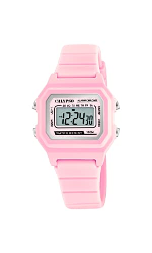 CALYPSO Reloj Unisex K5802/3 Digital Crush Caja de Caucho Multi Correa de Caucho Rosa