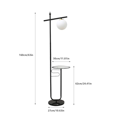 Lámpara de pie ajustable con bandeja de madera para iluminación de dormitorio 2