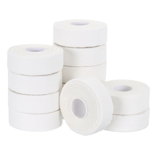 YELARXI Athletic Sports Tape, Athletic Tape Strong Adhesive Easy Tear with Serrated Edges - Fitting for (Athletes/Sport Trainer/Gymnastics/Boxing) 1 in x 45 Ft, 12 Rolls, White