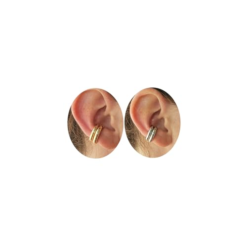 MelleFlarynsun Silver Ear Cuff Earrings for Women Chunky Gold Huggie Ear Cuff Silver Cartilage Cuff Earrings Non Piercing Small Thick Round Fake Earring Cuff