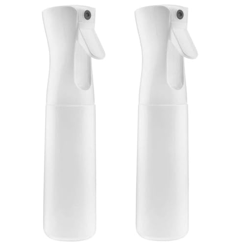 JAMUNESH ENTERPRISE Continuous Mist Spray Bottle 300ml Empty Ultra Fine Plastic Water Mist Sprayer – For Hairstyling, Cleaning, Salons, Plants, Essential Oil Scents & More (2 Pcs White)