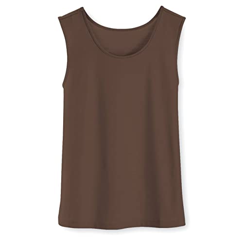 Silky Knit Tank Top Chocolate (3X, Brown)
