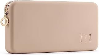 FVION Makeup Bag for Travel, Large Silicone Cosmetic Bag, Make Up Brushes Holder Case, Portable Makeup Organiser for Women Girls (Khaki)
