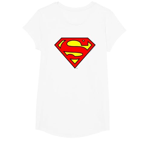 Image of DC Comics Superman Logo Camiseta T-Shirt, Girls, White, X-Small