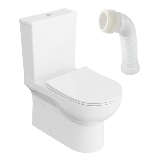 LAVITA Einteilige Stand-WC mit eingebautem Spülkasten POSEJDON WHITE WC deckel mit Absenkautomatik Keramik Toilette Spülrandlos Toilettenschüssel Toilettenbecken Stehend + WC-Anschlussstück