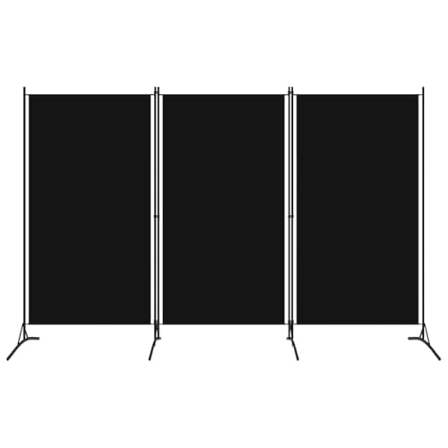vidaXL Paravent 3 Panneaux, 260x180 cm, Tissu Polyester & Structure en Fer, Noir, Écran de Confidentialité Pliable, Cloison Mobile, Chambre & Bureau,...