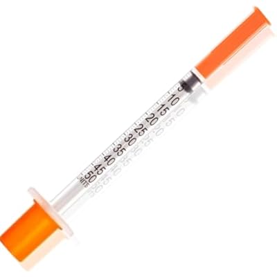 50 Pack 1/2ml Lab Syringes with 30G 5/16 inch(8mm) Needle Tool, Individual Sealed Package