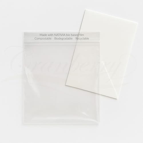 50 Pack Eco-Friendly Compostable Clear Bags for Greetings Ca