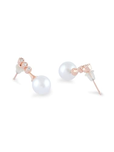 Women's Cubic Zirconia & Pearl Brass Stud Earrings
