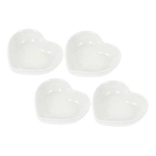 healvian 4個 ハート型セラミックディップボウル 小さな調味料皿 オードブル用ソースディッシュ 多用途スパイス皿 寿司や前菜に 再利用可能