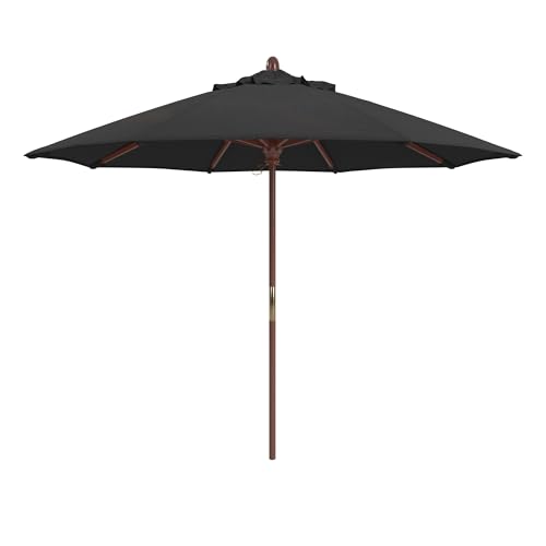 California Umbrella 9' Premium Commercial Hardwood Patio Umbrella, Manual Lift