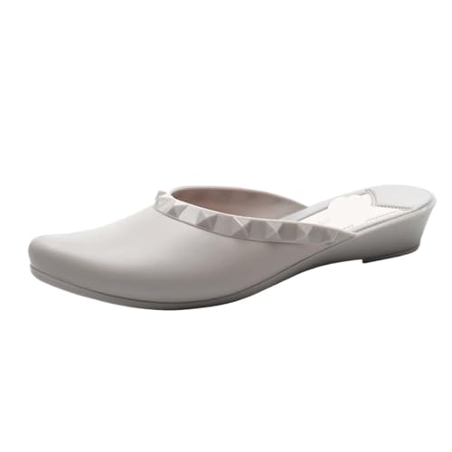 Sandals Women Summer frosted closed toe rain boots for women flat heel flat rubber shoes casual soft surface beach shoes