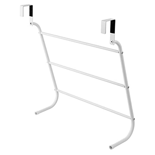 Mygift Modern White Metal 3-Tiered Bars Over-The-Door Bath Towel Holder And Clothing Hanger, Space Saving Bathroom Storage Door Hanging Drying Rack #TOP5