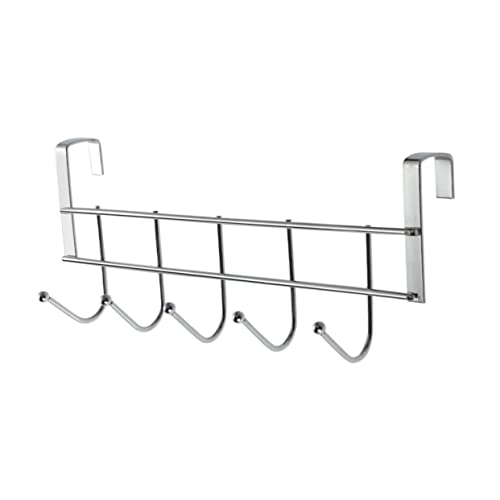 HOOTNEE Stainless Steel 5 Hooks Over Door Mirror Over Door Towel Rack Door Hook Hanger Key Wall Hanger Holder Over The Door Coat Rack Over The Door Towel Rack Over The Door Hanger