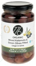 Calamata mixta orgánica y aceitunas verdes picadas en salmuera 12.7 (de Grecia)