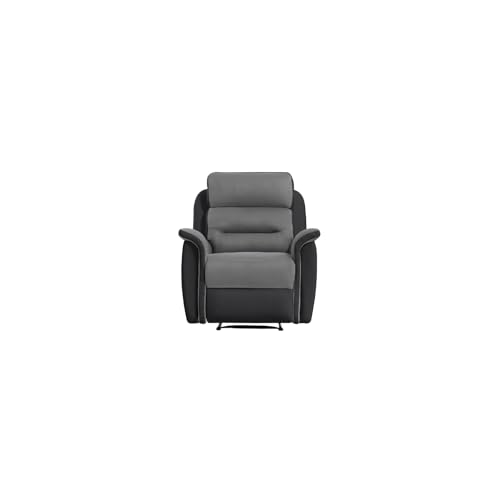 LOUNGITUDE - Canapé/Fauteuil de Relaxation Manuel - Simili et Microfibre - Gris - Fauteuil
