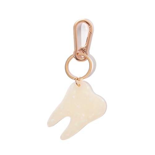 PERSONFUN Tooth-Shaped Bag Charm Keychain with Gold Metal Hook, 2.36