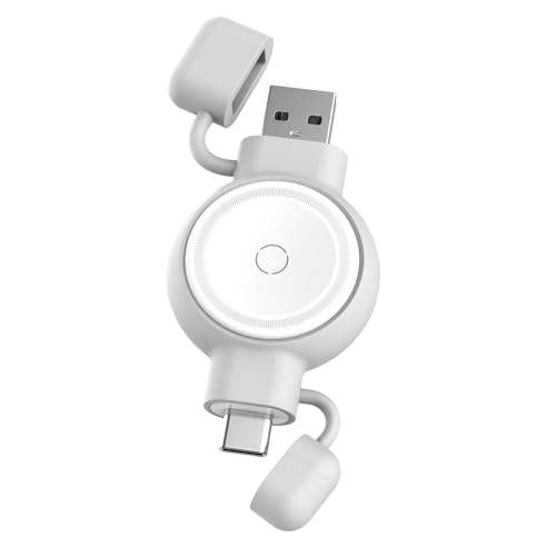 XOANWA Portable Wireless Charger for Apple Watch, 2-in-1 USB A & C Keychain Charging for Series 10/9/8/7/6/SE/5/4/3/2/1/Ultra(White)