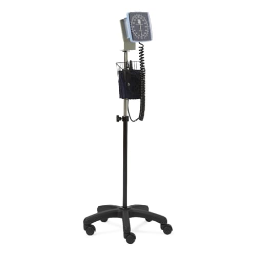 Medline Mobile Aneroid Blood Pressure Monitor, Stand Included, Precise, Portable, and User-Friendly BP Cuff with Clear Gauge, Adult Size
