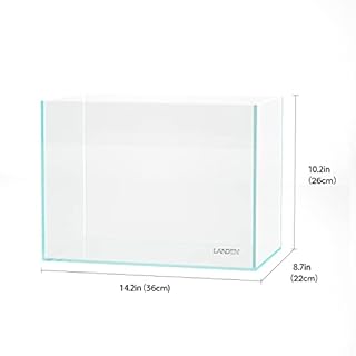 LANDEN 36N 5 Gallon Rimless Low Iron Aquarium Tank, 14.2" W × 8.7" D × 10.2" H (36cm x 22cm x 26cm) 5mm Thickness with Black Nano Foam Leveling mat Included