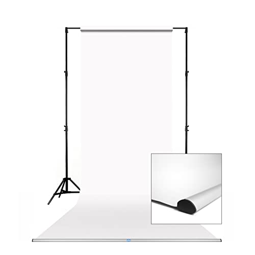 Savage Barra para el Fondo de 1,35 m con Fondo de Papel Súper Blanco sin Costuras, Fondo Fotográfico de 1,35 m x 11 m, Estructura de Aluminio, Accesorio para Fotografía