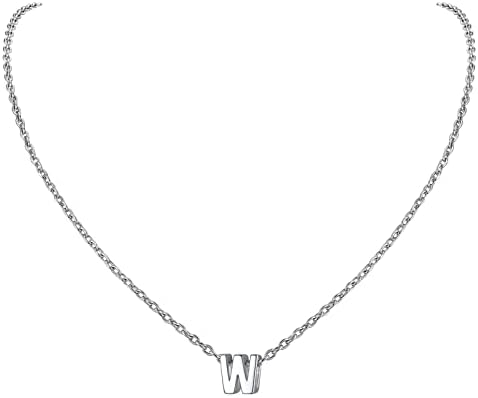 PROSILVER Solid S925 Silver Initial Necklace for Women, Simple Name Chain With S925 Stamp, Send Gift Box