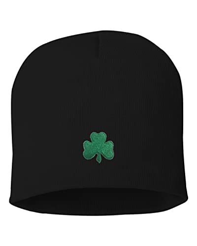 Go All Out One Size Black Uncuffed Shamrock St. Patrick's Day Embroidered Knit Beanie Cap