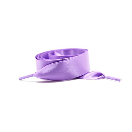 wiftms 2 pares de cordones de satén para zapatos deportivos de 80 a 140 cm de largo, ovalado de 2 cm de ancho, cordones de seda, púrpura, 120