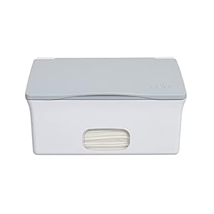 Ubbi Baby Flushable Wipes Dispenser with Weighted Plate and Secure Seal, Nursery and Baby Registry Essential, Gray